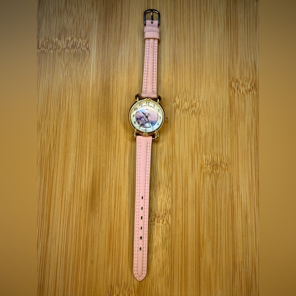 Thomas Kinkade Lighthouse Art Watch Pink Strap Gold Tone Cottagecore - Picture 2 of 7